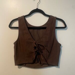 Express Brown Tie Tank Top